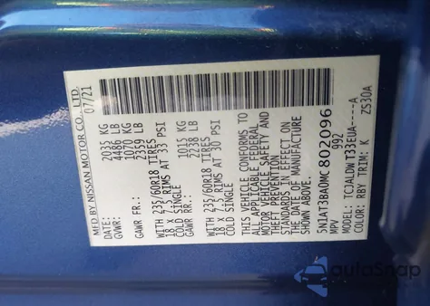 2021 Nissan Rogue Sv Fwd z USA, uszkodzony, nr VIN 5N1AT3BA0MC802096